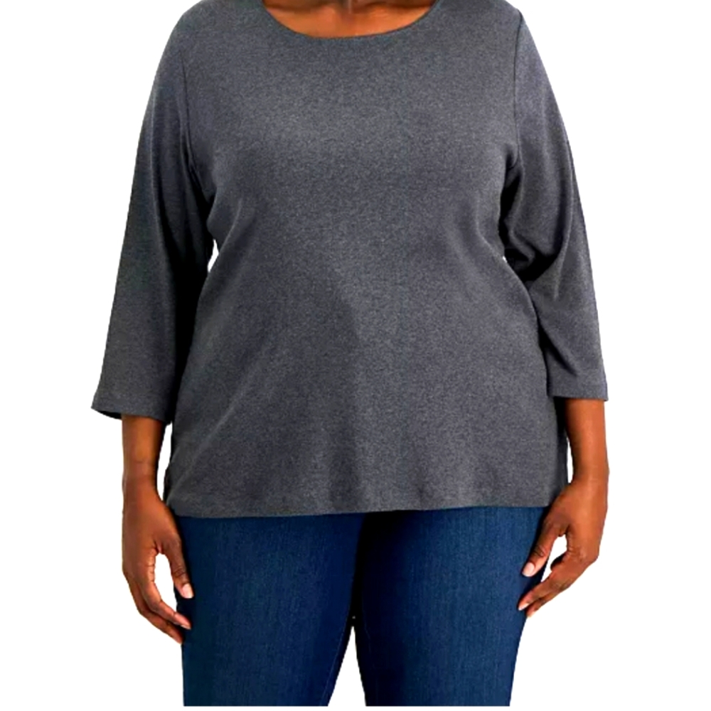 Gray Scoop Neck Shirt